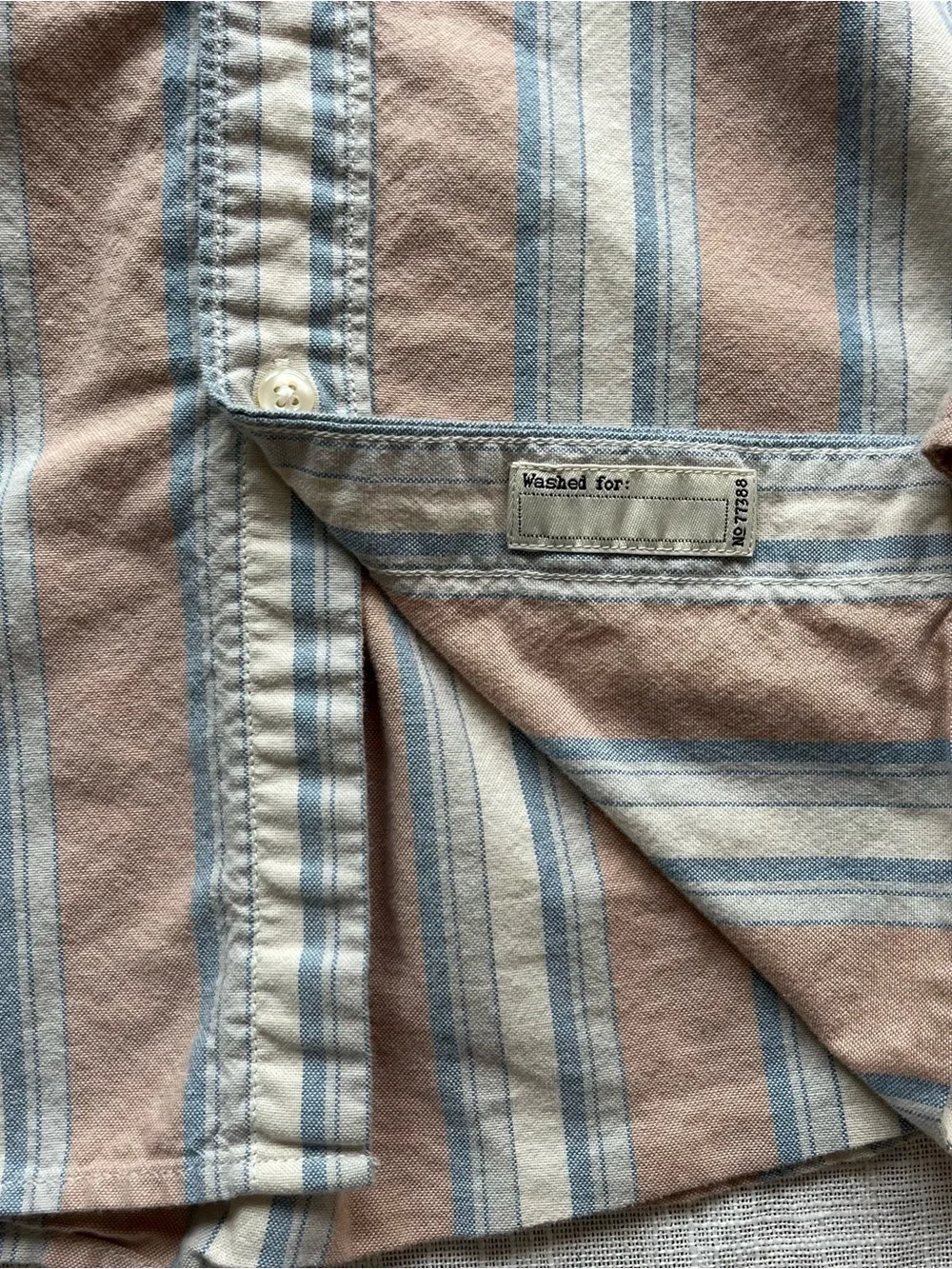 J. Crew Organic Cotton Broken-in Oxford Striped Dusty Pink Blue & White